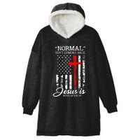 USA Flag Normal Isn't Coming Back But Jesus Is Revelation 14 Hooded Wearable Blanket