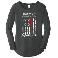 USA Flag Normal Isn't Coming Back But Jesus Is Revelation 14 Women's Perfect Tri Tunic Long Sleeve Shirt