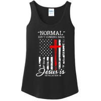 USA Flag Normal Isn't Coming Back But Jesus Is Revelation 14 Ladies Essential Tank