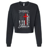 USA Flag Normal Isn't Coming Back But Jesus Is Revelation 14 Cropped Pullover Crew