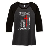 USA Flag Normal Isn't Coming Back But Jesus Is Revelation 14 Women's Tri-Blend 3/4-Sleeve Raglan Shirt