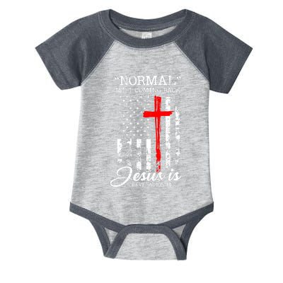 USA Flag Normal Isn't Coming Back But Jesus Is Revelation 14 Infant Baby Jersey Bodysuit