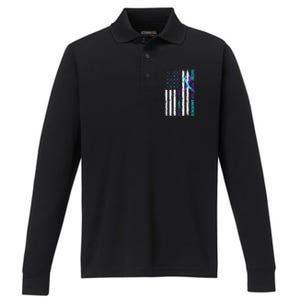 USA Flag Nobody Fights Alone Suicide Prevention Awareness Performance Long Sleeve Polo