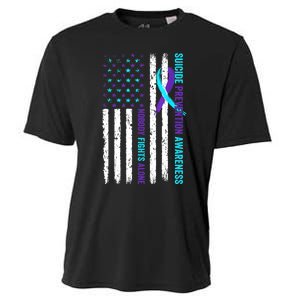 USA Flag Nobody Fights Alone Suicide Prevention Awareness Cooling Performance Crew T-Shirt