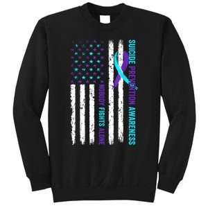 USA Flag Nobody Fights Alone Suicide Prevention Awareness Sweatshirt