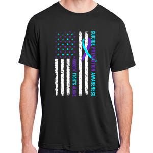 USA Flag Nobody Fights Alone Suicide Prevention Awareness Adult ChromaSoft Performance T-Shirt