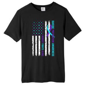 USA Flag Nobody Fights Alone Suicide Prevention Awareness Tall Fusion ChromaSoft Performance T-Shirt