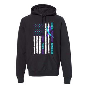 USA Flag Nobody Fights Alone Suicide Prevention Awareness Premium Hoodie