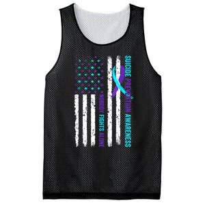 USA Flag Nobody Fights Alone Suicide Prevention Awareness Mesh Reversible Basketball Jersey Tank