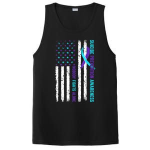 USA Flag Nobody Fights Alone Suicide Prevention Awareness PosiCharge Competitor Tank