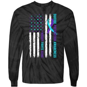 USA Flag Nobody Fights Alone Suicide Prevention Awareness Tie-Dye Long Sleeve Shirt