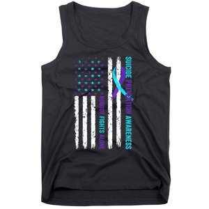 USA Flag Nobody Fights Alone Suicide Prevention Awareness Tank Top