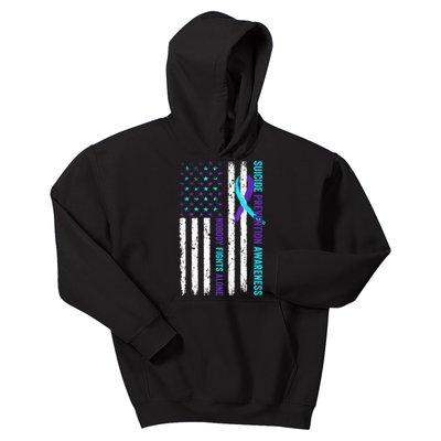 USA Flag Nobody Fights Alone Suicide Prevention Awareness Kids Hoodie