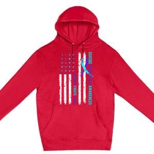 USA Flag Nobody Fights Alone Suicide Prevention Awareness Premium Pullover Hoodie