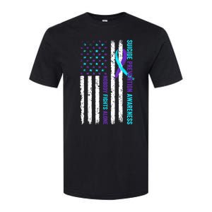 USA Flag Nobody Fights Alone Suicide Prevention Awareness Softstyle CVC T-Shirt