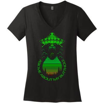 UFO Adduction As Me About My Butthole Women's V-Neck T-Shirt