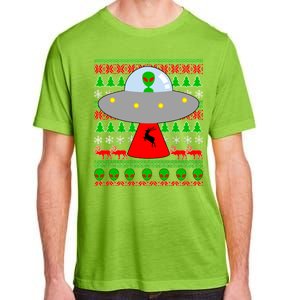 UFO Alien Abducting Reindeer Ugly Christmas Sweater Design Adult ChromaSoft Performance T-Shirt