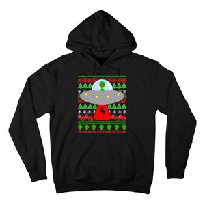 UFO Alien Abducting Reindeer Ugly Christmas Sweater Design Hoodie