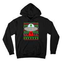 UFO Alien Abducting Reindeer Ugly Christmas Sweater Design Hoodie