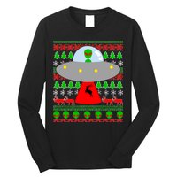 UFO Alien Abducting Reindeer Ugly Christmas Sweater Design Long Sleeve Shirt