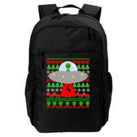 UFO Alien Abducting Reindeer Ugly Christmas Sweater Design Backpack