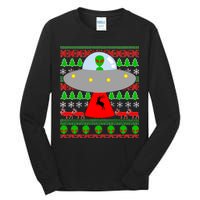 UFO Alien Abducting Reindeer Ugly Christmas Sweater Design Tall Long Sleeve T-Shirt