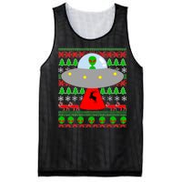 UFO Alien Abducting Reindeer Ugly Christmas Sweater Design Mesh Reversible Basketball Jersey Tank