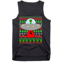 UFO Alien Abducting Reindeer Ugly Christmas Sweater Design Tank Top