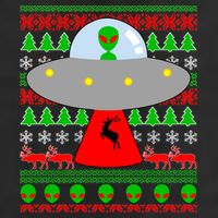 UFO Alien Abducting Reindeer Ugly Christmas Sweater Design Golf Towel