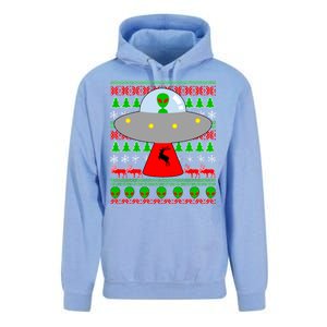 UFO Alien Abducting Reindeer Ugly Christmas Sweater Design Unisex Surf Hoodie