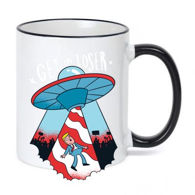 UFO Aliens Abducted Trump Get In Loser 11oz Black Color Changing Mug