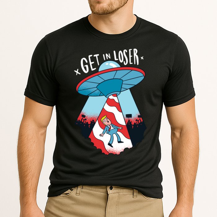 UFO Aliens Abducted Trump Get In Loser Cooling Performance Crew T-Shirt