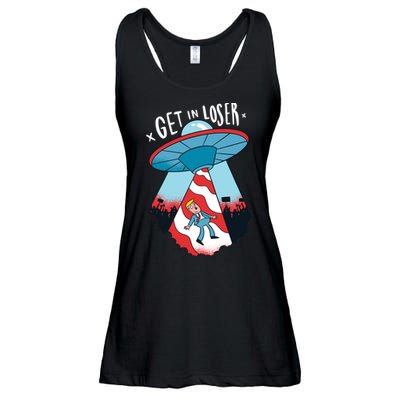 UFO Aliens Abducted Trump Get In Loser Ladies Essential Flowy Tank