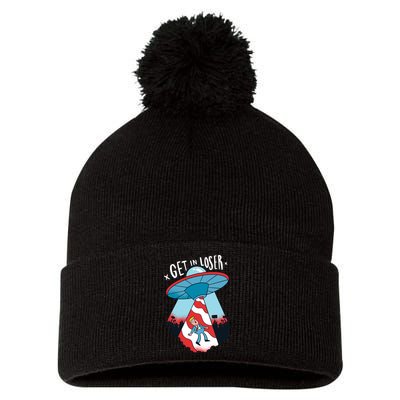 UFO Aliens Abducted Trump Get In Loser Pom Pom 12in Knit Beanie