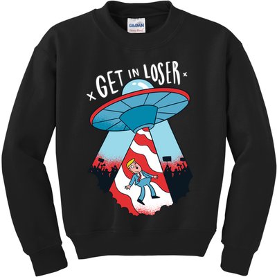 UFO Aliens Abducted Trump Get In Loser Kids Sweatshirt