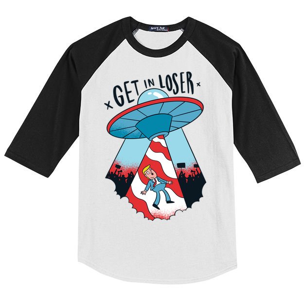UFO Aliens Abducted Trump Get In Loser Kids Colorblock Raglan Jersey