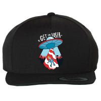UFO Aliens Abducted Trump Get In Loser Wool Snapback Cap
