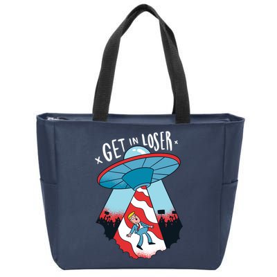 UFO Aliens Abducted Trump Get In Loser Zip Tote Bag