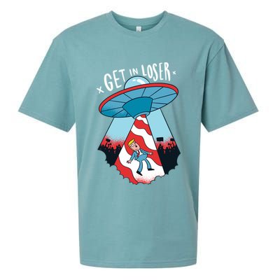 UFO Aliens Abducted Trump Get In Loser Sueded Cloud Jersey T-Shirt