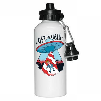 UFO Aliens Abducted Trump Get In Loser Aluminum Water Bottle 