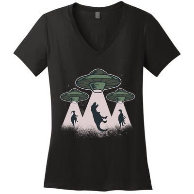 UFO Dinos Women's V-Neck T-Shirt