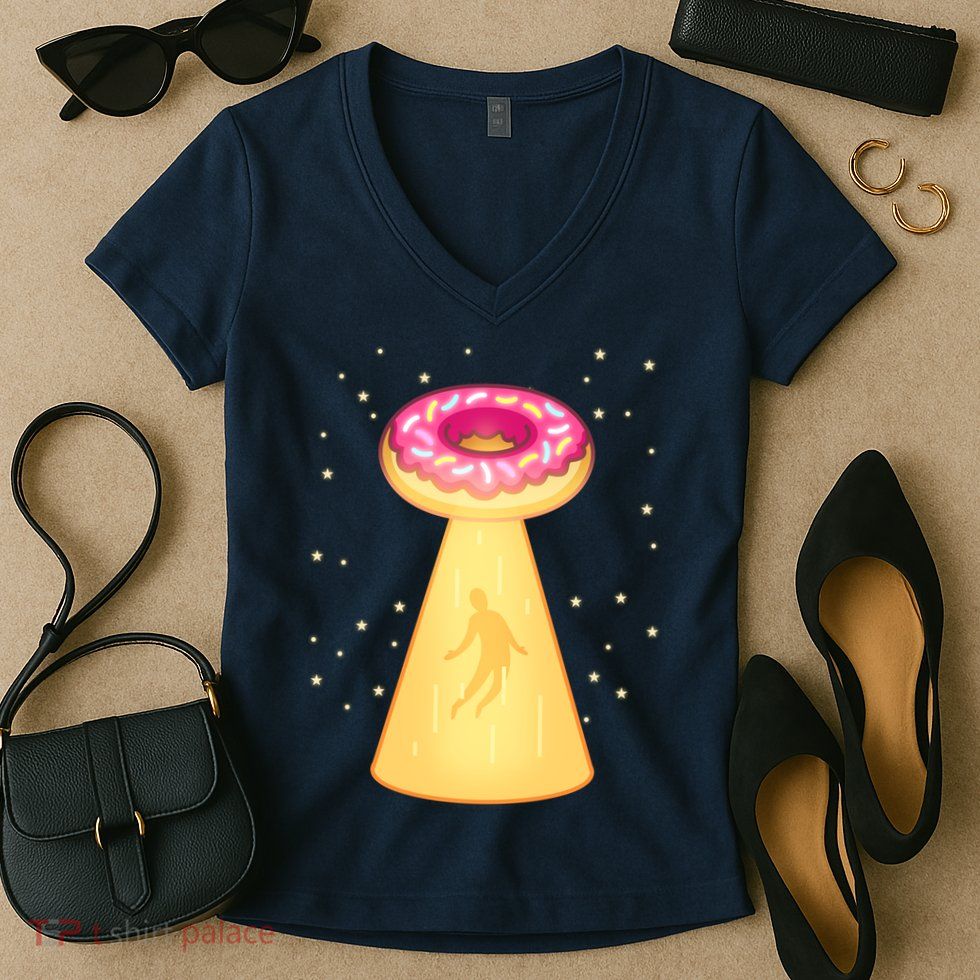 UFO Donuts Women's V-Neck T-Shirt
