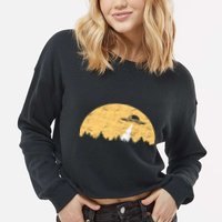 UFO Moon Wilderness Cropped Pullover Crew