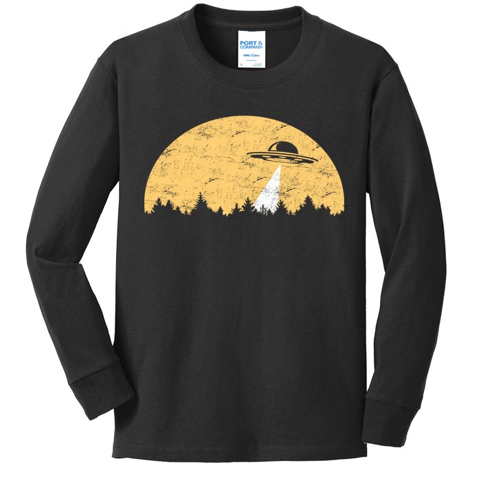 UFO Moon Wilderness Kids Long Sleeve Shirt