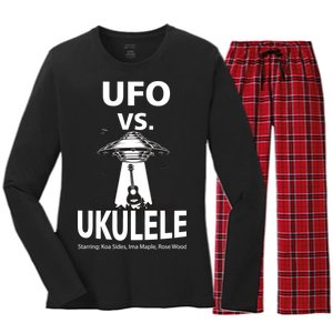 UFO Vs Ukulele Women's Long Sleeve Flannel Pajama Set 