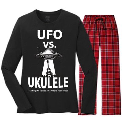 UFO Vs Ukulele Women's Long Sleeve Flannel Pajama Set 