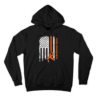 USA Flag Orange Ribbon COPD Awareness Hoodie