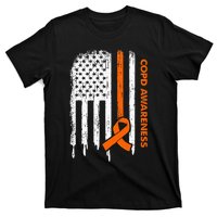 USA Flag Orange Ribbon COPD Awareness T-Shirt