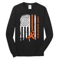 USA Flag Orange Ribbon COPD Awareness Tall Long Sleeve T-Shirt