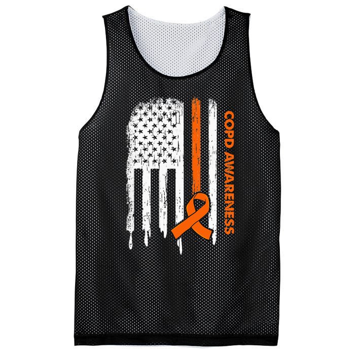 USA Flag Orange Ribbon COPD Awareness Mesh Reversible Basketball Jersey Tank